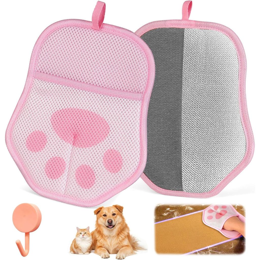 ถุงมือกําจัดขนสัตว์เลี้ยงแบบใช้ซ้ําได้ เหมาะสําหรับถอดขนสัตว์เลี้ยงจากเสื้อผ้า โซฟา พรม และเบาะรถยนต