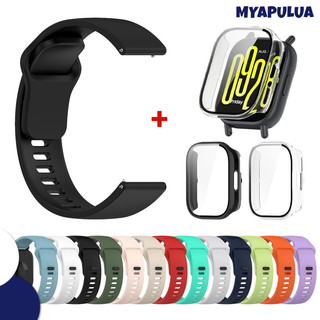 กระจกนิรภัย PC กรณีซิลิโคนสายรัด for Xiaomi Redmi Watch 5 Active/5 Lite ฝากกันชนแข็งแรงสายพานยางสายรัดข้อมืออุปกรณ์เสริม