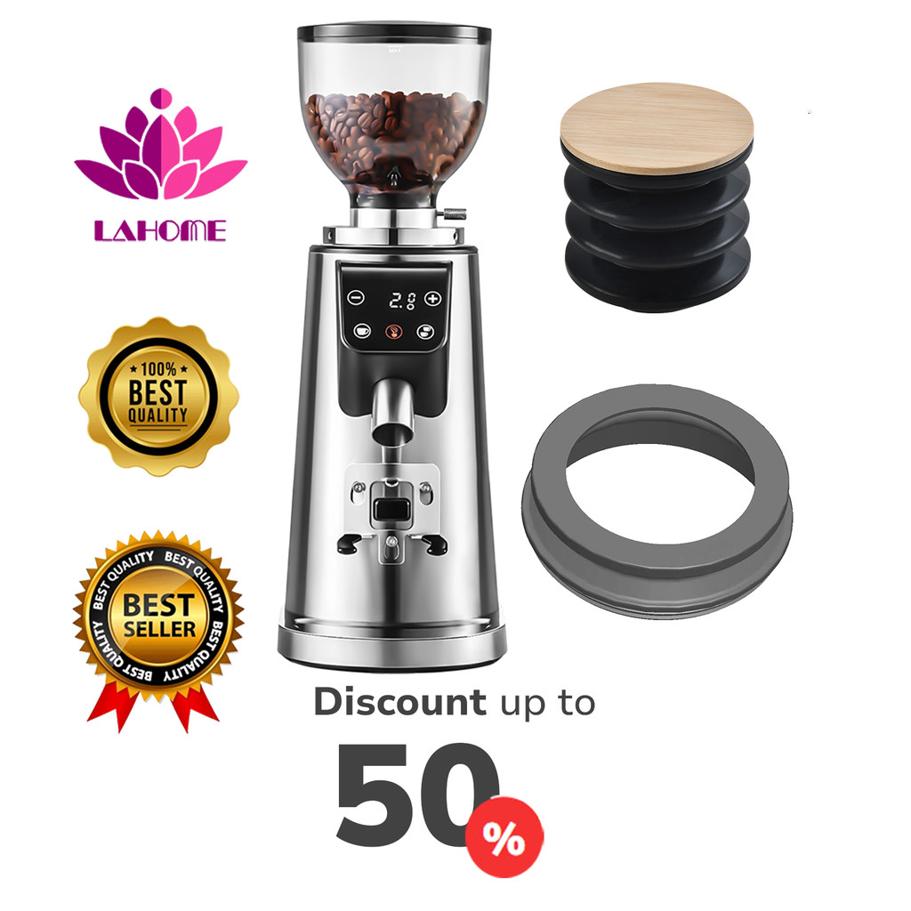 LAHOME Commercial Coffee Grinder เครื่องบดกาแฟ เครื่องบดกาแฟไฟฟ้า เครื่องบดกาแฟอัตโนมัติ 100ระดับ Digital&Touch Display