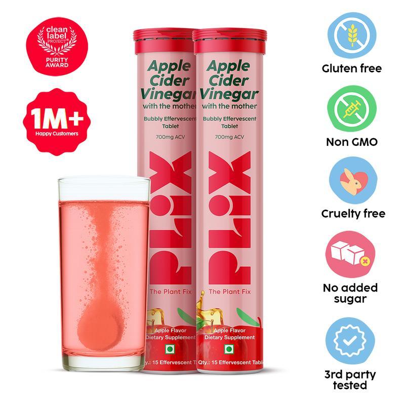 Plix Life Apple Cider Vinegar เม็ดฟู่ 700 มก. ACV 2/4/8/12 แพ็ค - กินได้สําหรับฟิตเนสและดูแลสุขภาพ เ