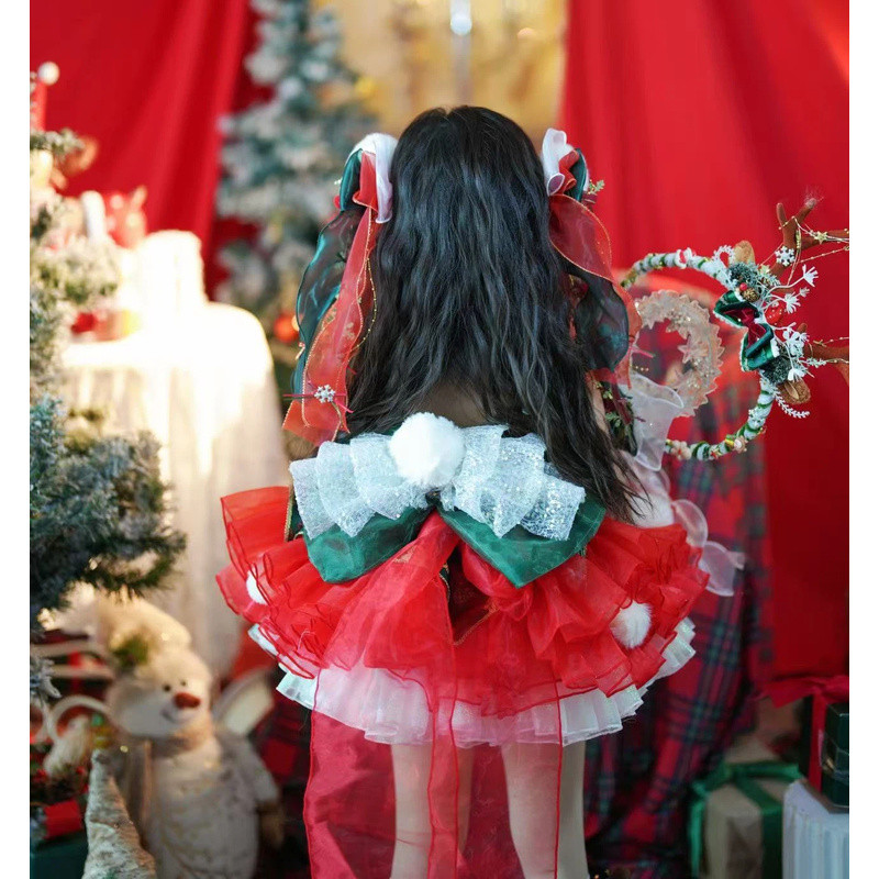 ชุดเจ้าหญิงสไตล์โลลิต้าสำหรับคริสต์มาสและปีใหม่ ดีไซน์แขนยาวสีแดง พร้อมกระโปรงชั้นใน เหมาะสำหรับฤดูใบไม้ร่วงถึงหนา - รูปที่ 3