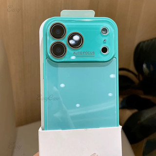 Bright Glossy กระจกนิรภัยเลนส์ป้องกันกรณีสําหรับ iPhone17 16 15 14 13 12 11 Pro Max สีลูกกวาดกันชนกระจกเกราะแข็งฝาครอบ