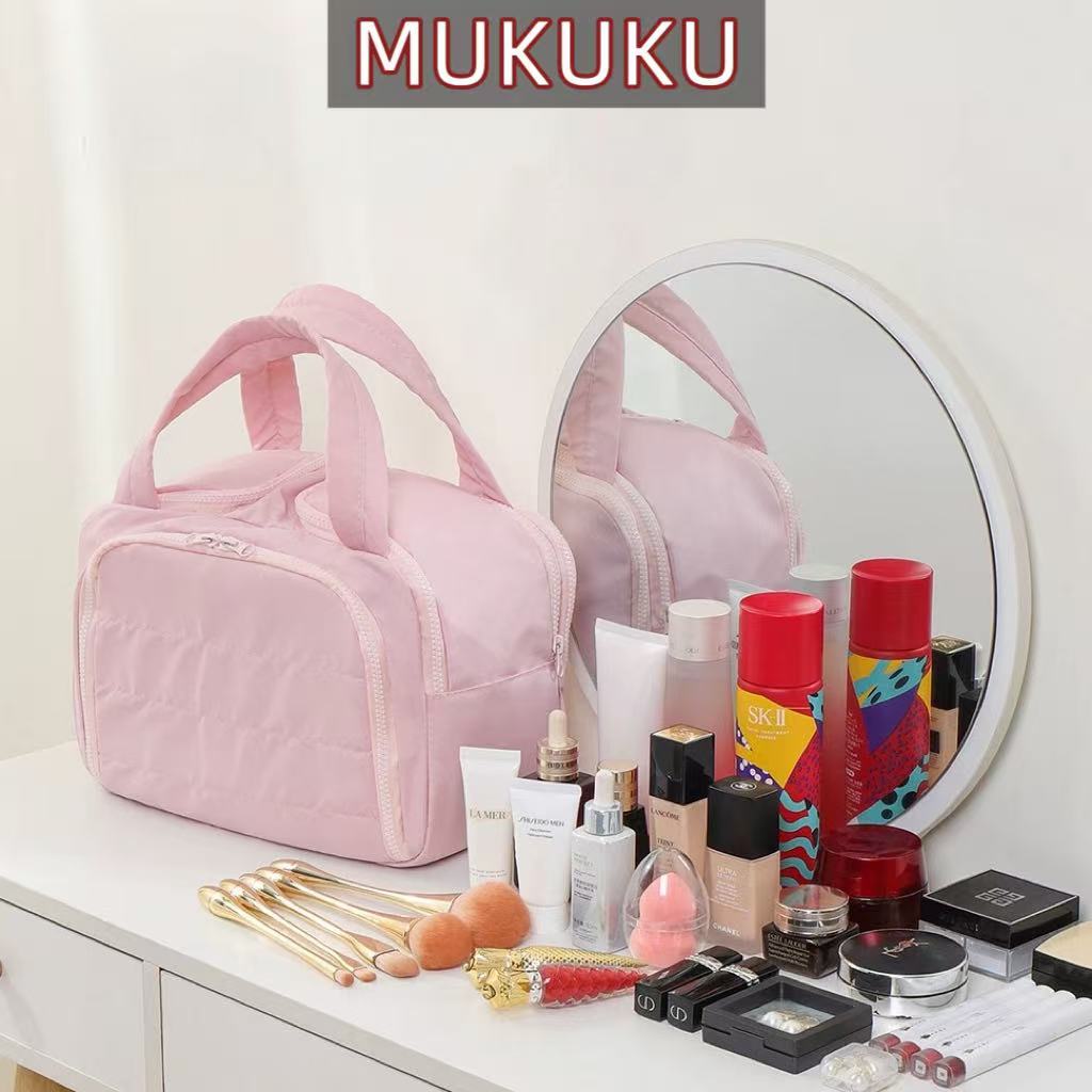 MUKUKU cosmetic bag ความจุใหญ่ อเนกประสงค์ แบ่งช่อง กันน้ำ ใช้งานสะดวก สำหรับผู้หญิง