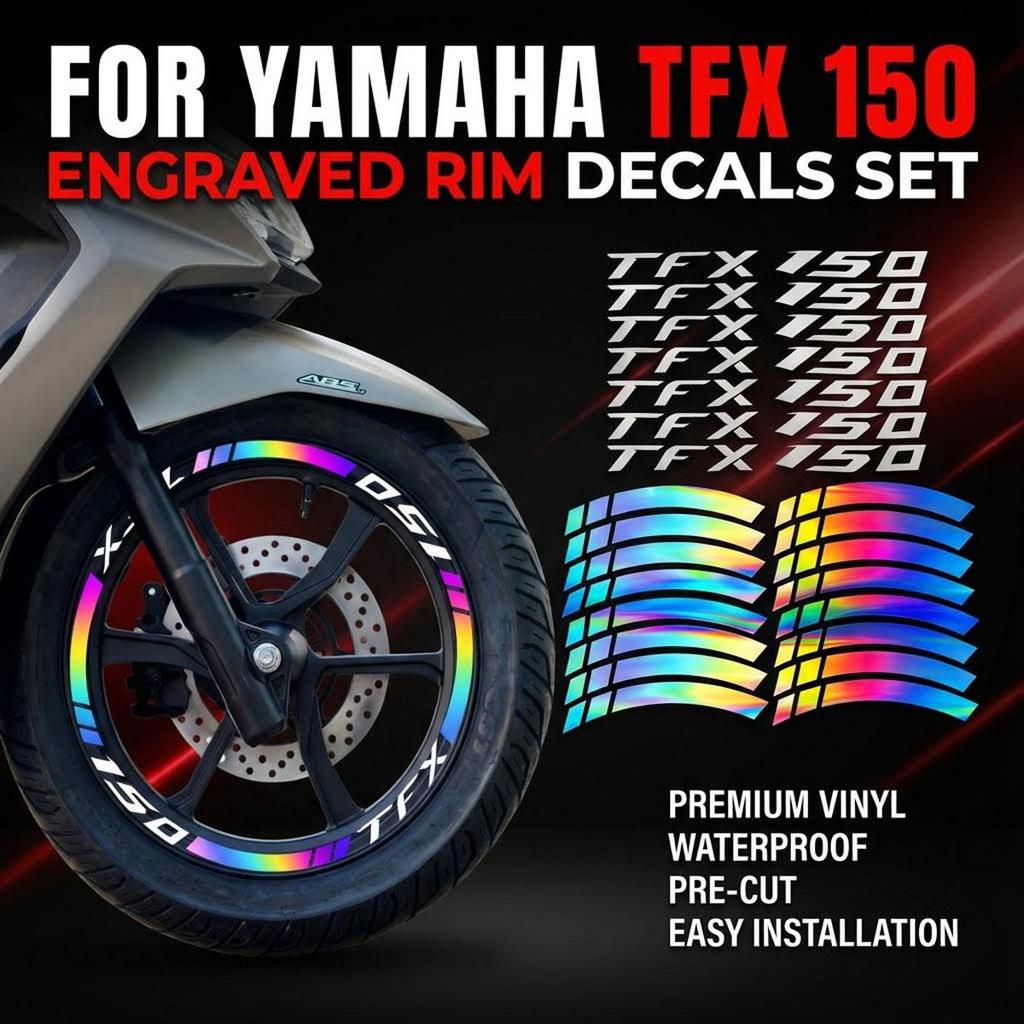 สําหรับ YAMAHA TFX150 TFX 150 17 นิ้วรถจักรยานยนต์สะท้อนแสงล้อ Hub Mags Rim อุปกรณ์เสริมสติกเกอร์
