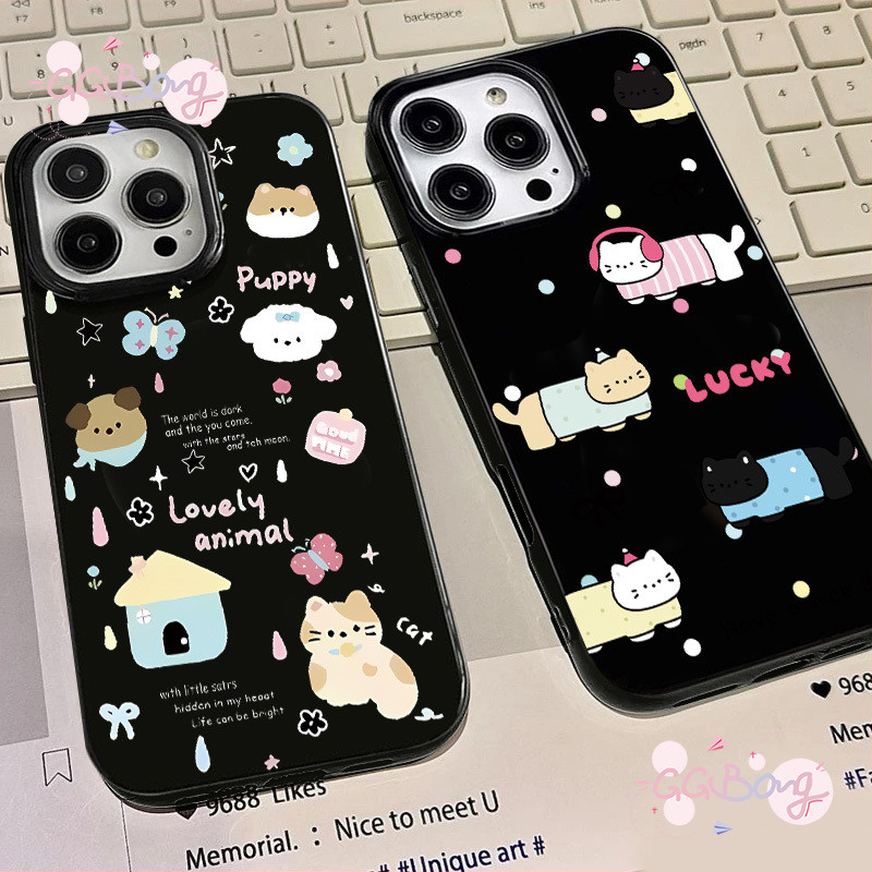 สำหรับ IPhone 17 16 AIR 15 13 11 12 14 Pro Max XR XS X Max 7 8 16 Plusดาวรักหัวใจ ลายจุด ลูกหมา ลูกแมว ผิวเคลือบมัน