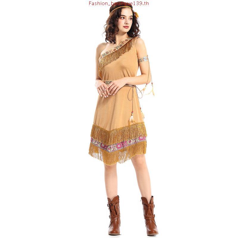 พร้อมส่งในไทยชุดอินเดียนแดง ชุดอินเดียแดง ชุดคนป่า ชุดโบฮีเมียน cp8.1/cp8.2/cp8.3/cp8.4/cp8.5/cp88.2