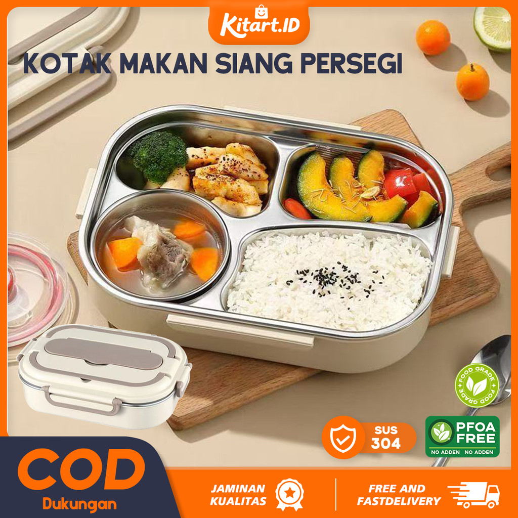 Cookhen 1500ml กล่องข้าว SUS 316 กล่องข้าวสแตนเลส ชุด 316 4 ช่อง ช้อนกันหก ตะเกียบ กล่องข้าว