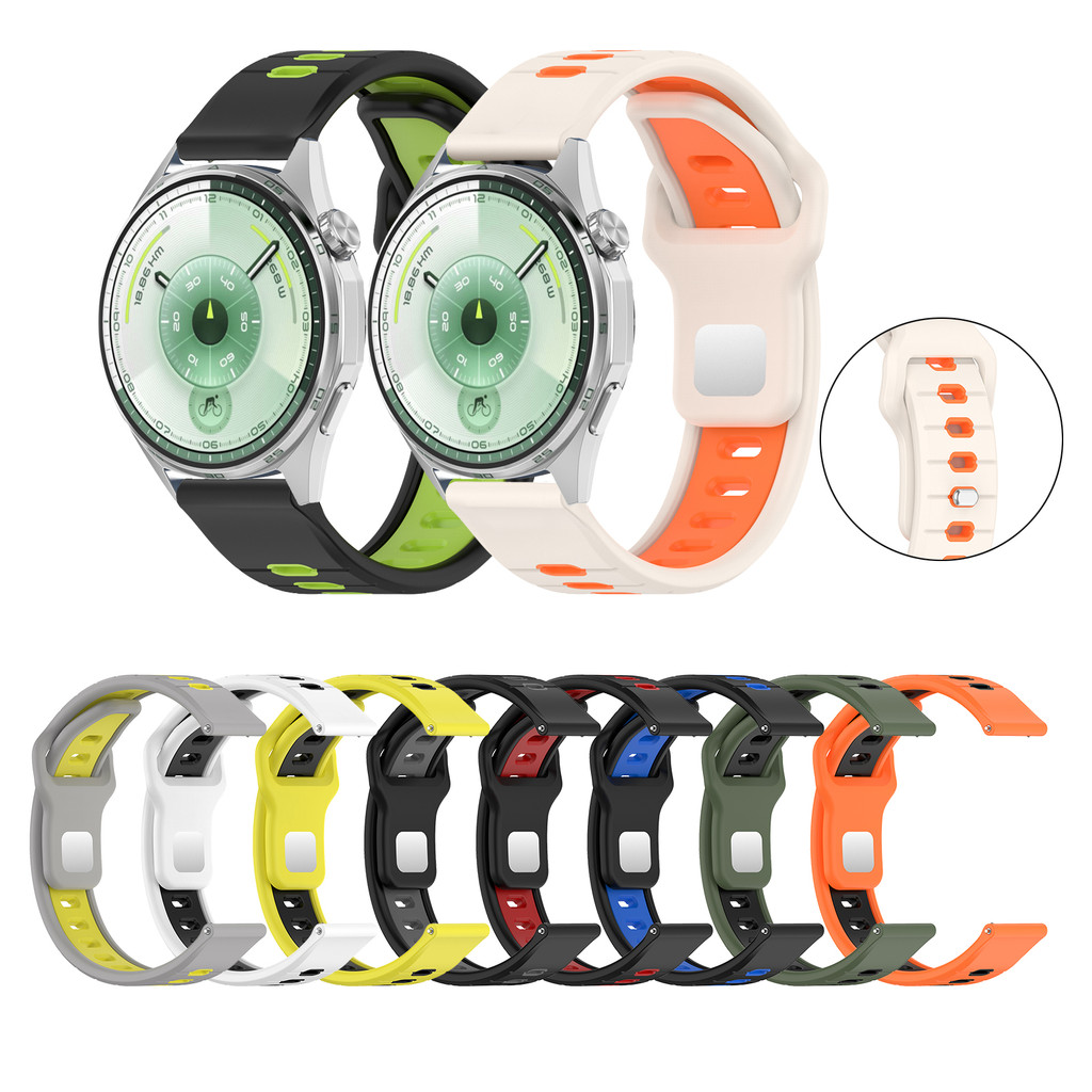 Dual สีซิลิโคนสายนาฬิกากีฬาสําหรับนาฬิกา Huawei GT6 6 pro GT 2 3 4 5 6 GT2e GT3 SE GT2 pro GT3 Pro G