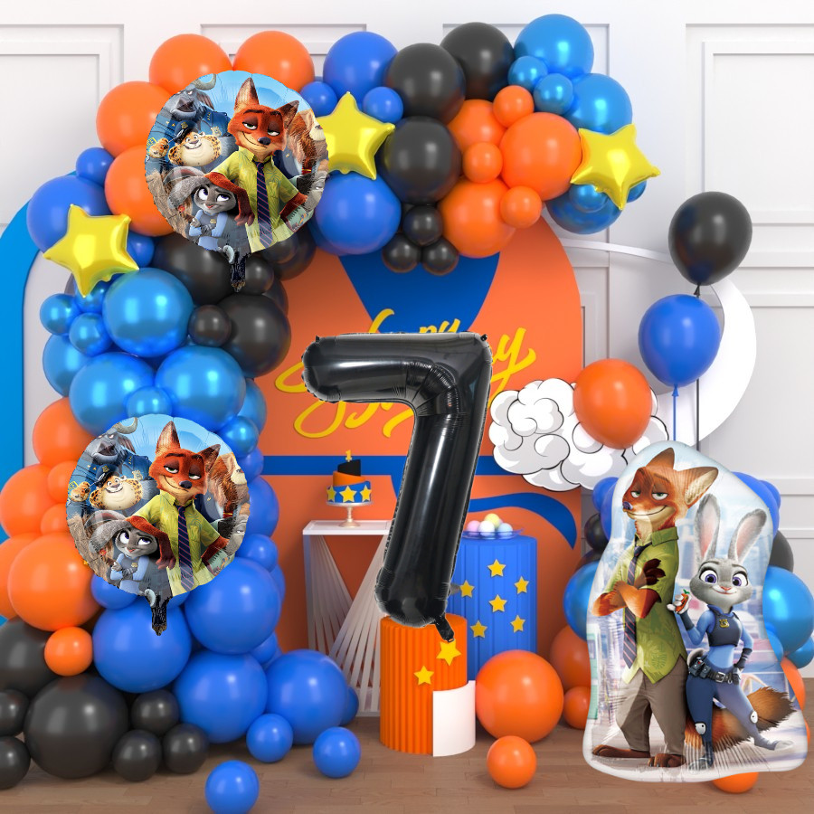 ลูกโป่งธีมการ์ตูน Zootopiz Judy Nick ลูกโป่งฟอยล์ชุดตกแต่งวันเกิดที่มีชีวิตชีวาความต้องการปาร์ตี้