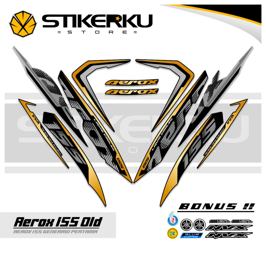 เก่า AEROX STRIPING 155 MOTIF 5/OLD AEROX 155vva STICKER/Unique AEROX 155vva STICKER/AEROX 155vva ST