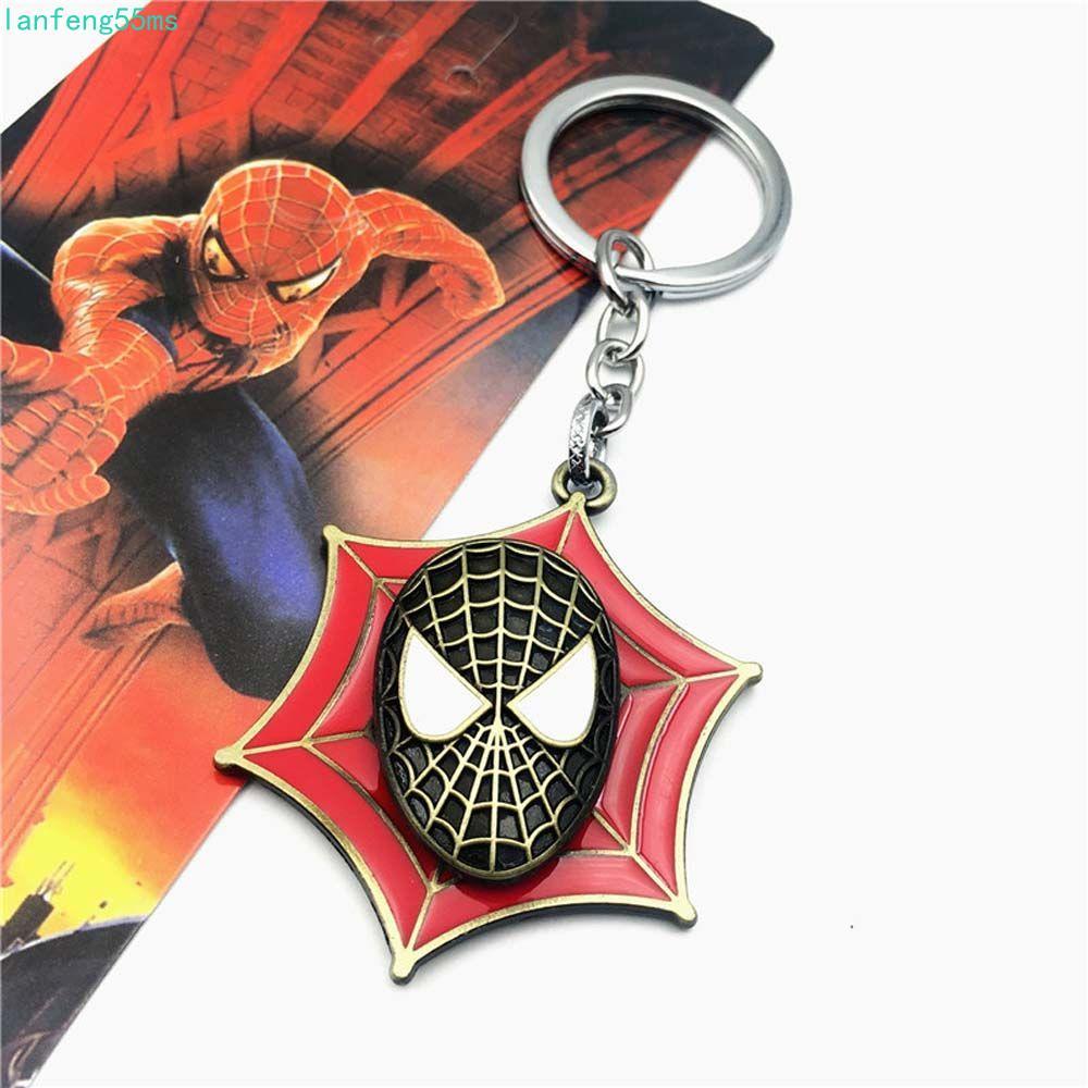 LANFENG พวงกุญแจ Marvel ของที่ระลึก พวงกุญแจแฟชั่นของขวัญ Avengers หมุนได้
