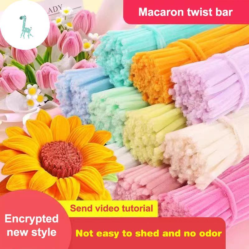GRG 100pcs Fuzzy ลวด Chenille Stems DIY แถบ Twist Bar Anvil Wire Craft ท่อหัตถกรรมวัสดุ Plush Tube C