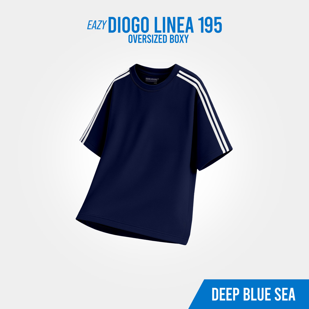 HOOLIGANS เสื้อยืด Oversize Boxy Linea EAZY 195 - Deep Blue Sea
