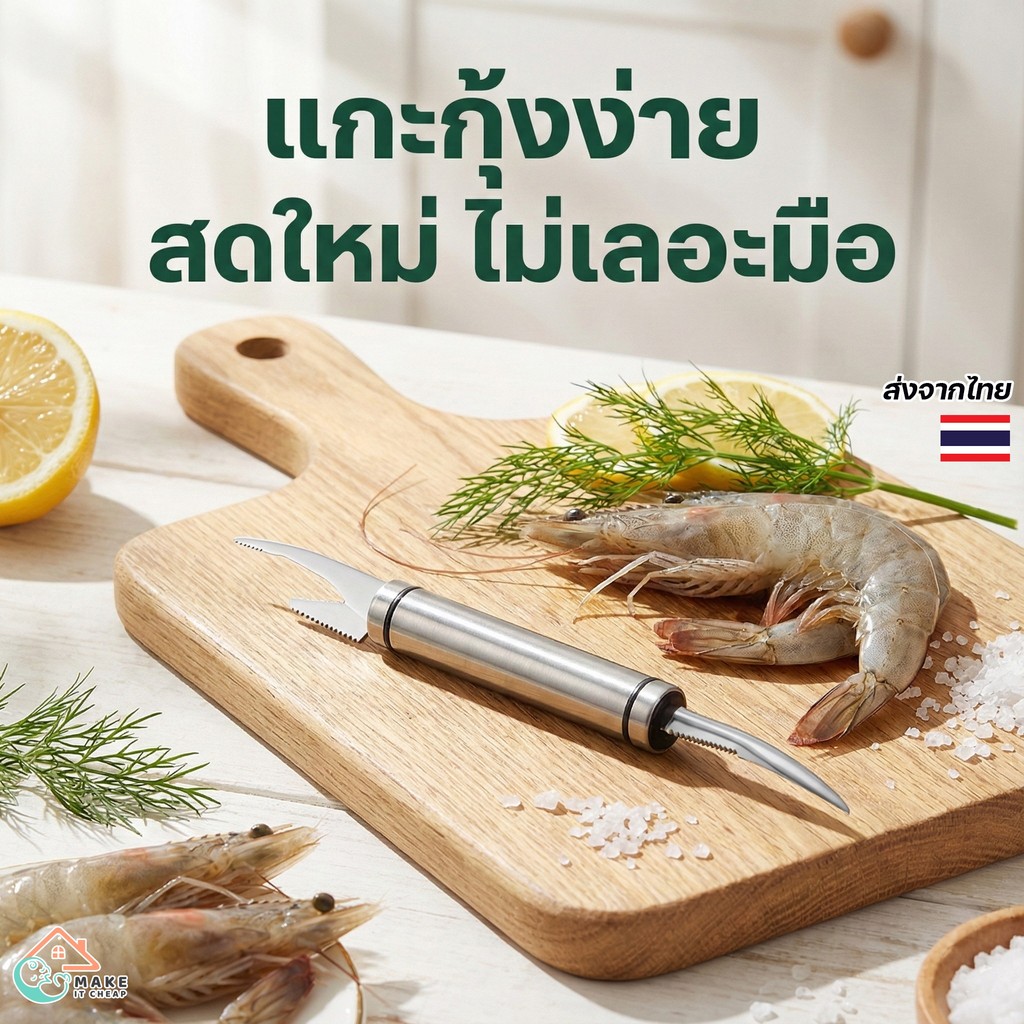 มีดแกะกุ้งอเนกประสงค์ แกะเปลือกกุ้งง่ายและปลอดภัย ใบมีดออกแบบพิเศษ ใช้สะดวกในครัว
