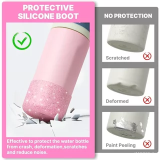 บูทซิลิโคนสําหรับ Owala FreeSip 16 oz & Flip 14 oz ขวดน้ําสแตนเลสหุ้มฉนวน, แขนป้องกันกันลื่นสําหรับเด็ก 12 oz Tumbler
