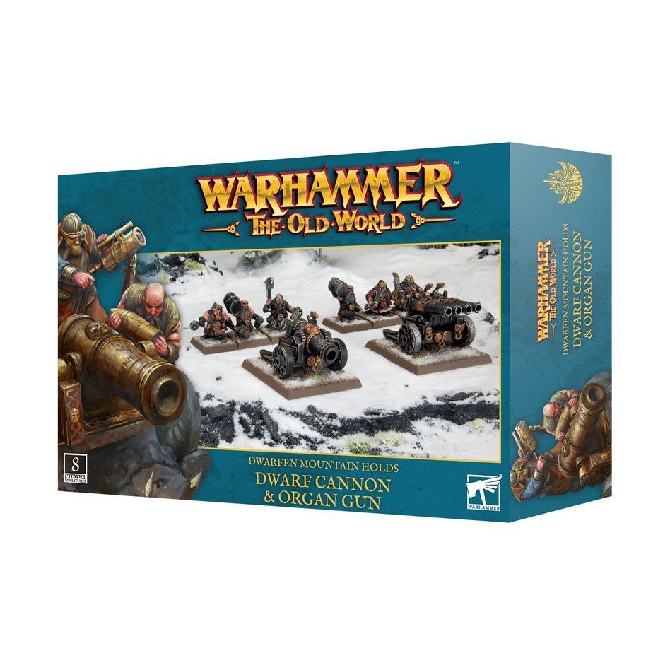 WARHAMMER OLD WORLD DWARFEN M/HOLDS DWARF CANNON & ORGANIG GUN 10-14