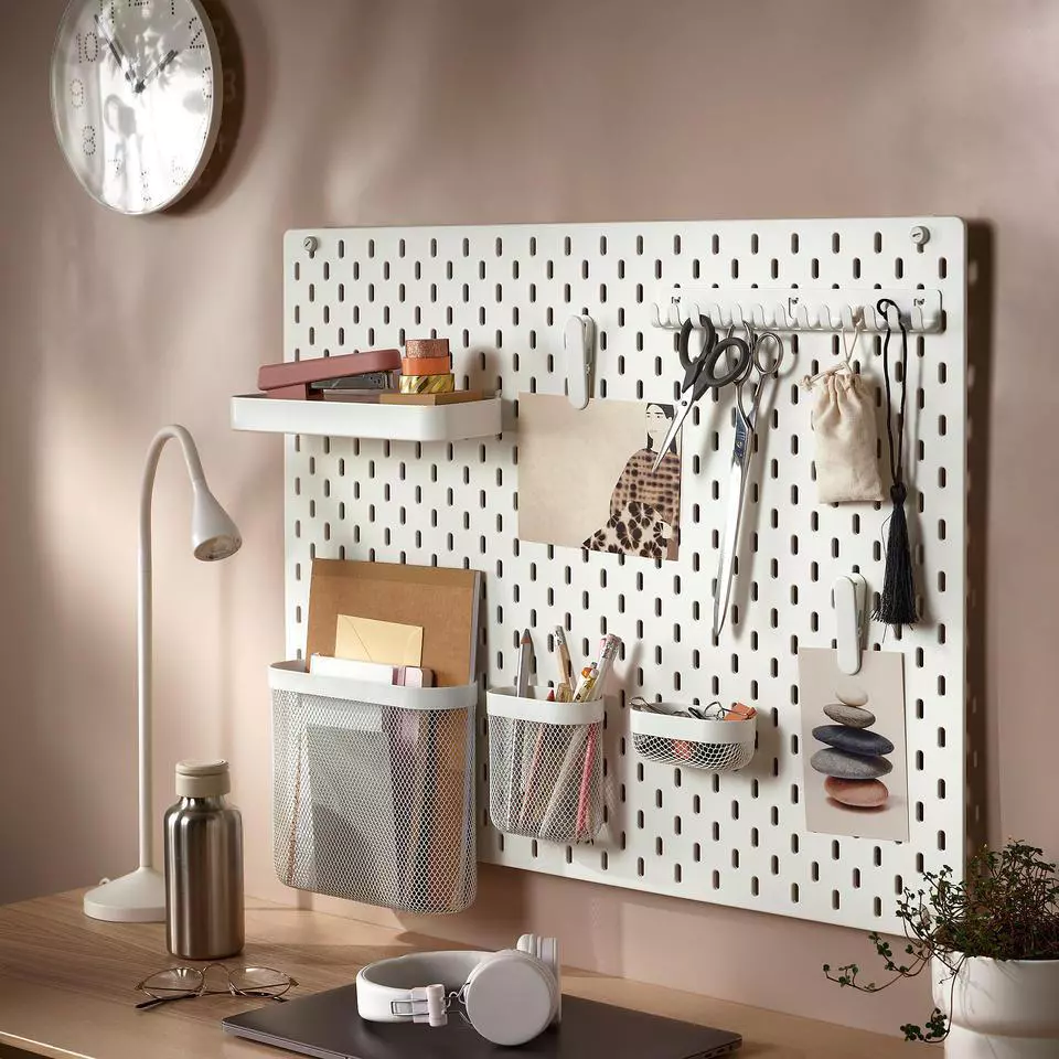 Cajojo DIY 76*56cm Big Pegboard ใหญ่พิเศษ ขาตั้งกระดานปักหมุด แบบติดผนัง fit IKEA SKADIS แผ่นวางของติดผนัง