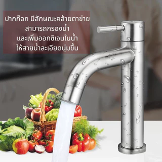 GOOD SWAN 304 สแตนเลสก๊อกน้ำล้างหน้าแบบโค้ง สไตล์โมเดิร์น ติดตั้งง่าย