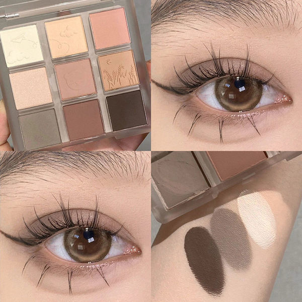 บลัช บลัชออน 4u2 Oatmeal Cloud Nine-Color Eyeshadow Palette Low Saturated Oat Milk Coffee Earth Colo