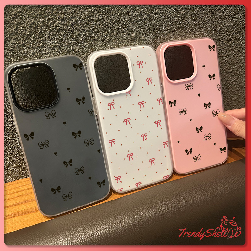 เคสโทรศัพท์แบบ 2 in 1 ซิลิโคนใส เคสเยลลี่ เคสไอโฟน 13 โบว์น่ารัก สำหรับ iPhone17 16 15 14 13 12 11 Pro Max X XR XS Max
