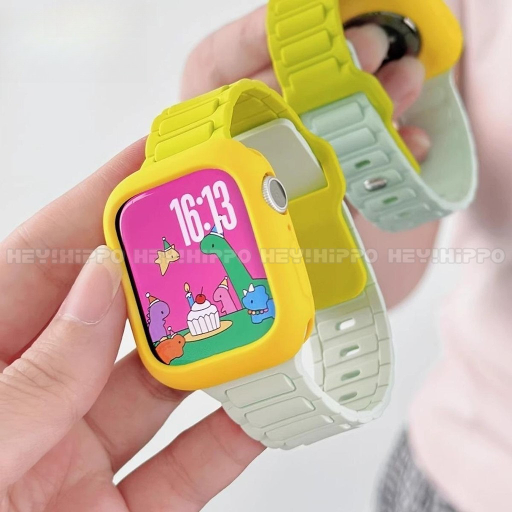 สายรัดบล็อกสี Dopamine เหมาะสําหรับ iwatch49/46/45/44/42/41/40/38 มม. สายซิลิโคนเหมาะสําหรับ iwatch11/10/9/8/7/6/5/6/5/4/3/2/1
