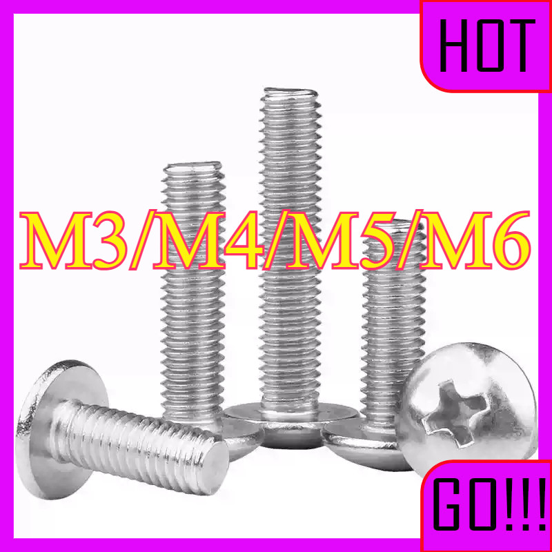 น็อต สกรู หัวร่ม หัวกระทะ แฉก สแตนเลส316 เกลียวมิล / head machine screw  M3/M4/M5/M6/* L4-100 มม. LW-ZJY-1 – โปรปัง