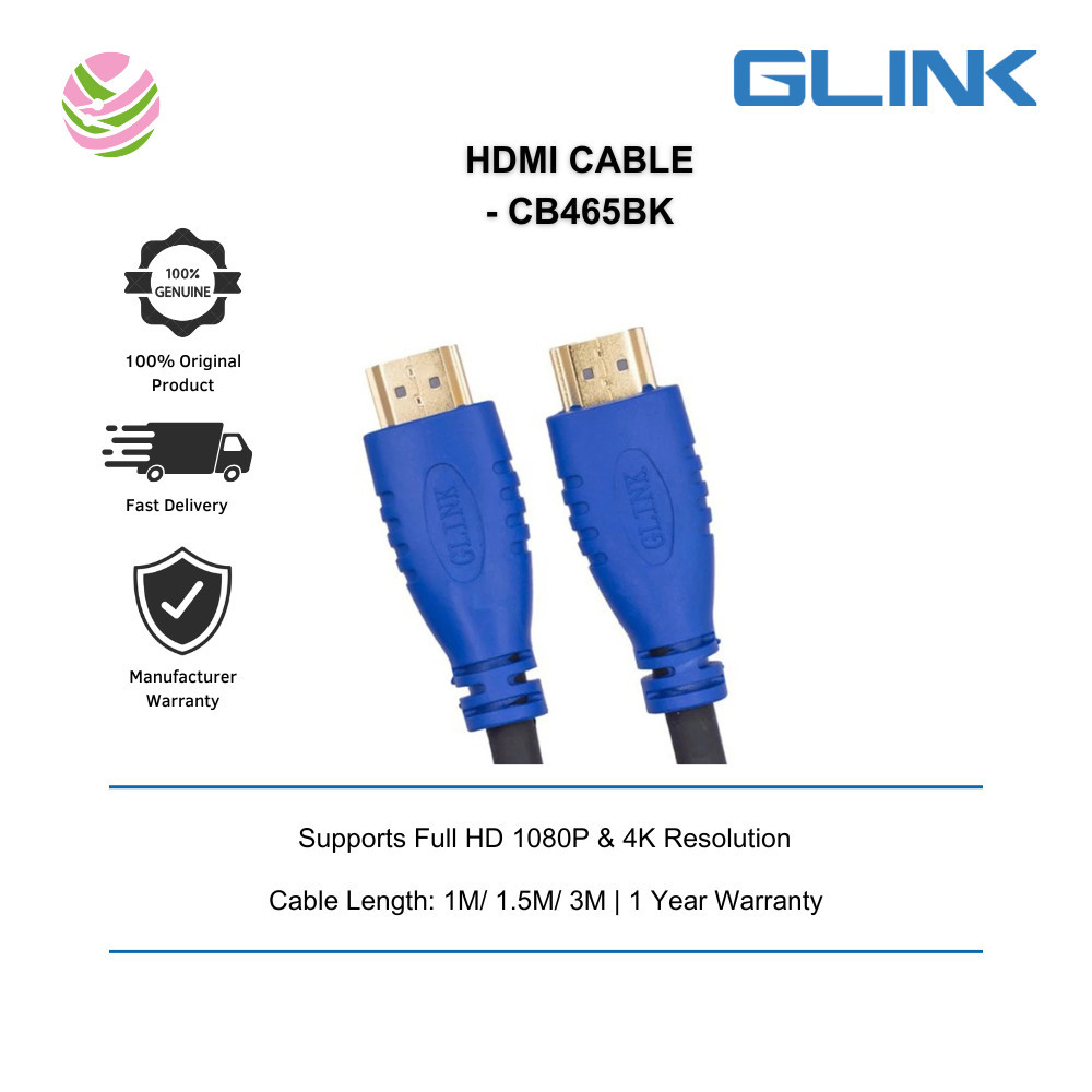 GLINK สาย HDMI 2.0 BLUE HEAD 1M/ 1.5M/ 3M (CB465BK/ CB466BK/ CB467BK)