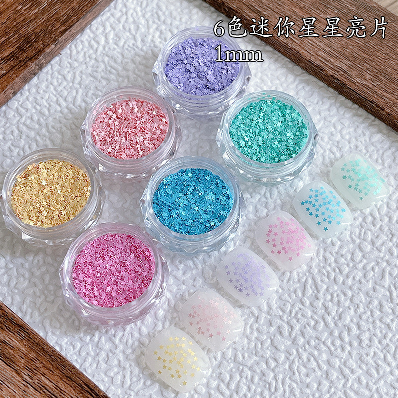 Star Love Sequins อุปกรณ์ทําเล็บ Five-pointed Star Sequins Strobe เล็บเลื่อมสวมใส่เล็บ Fairy เครื่องประดับ