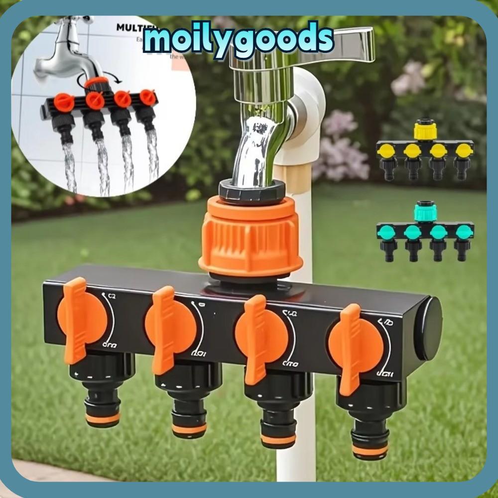 MOILYHD ท่อเชื่อมต่อ Splitter, สวิตช์น้ําพร้อมวาล์ว Garden Hose Splitter, อุปกรณ์ชลประทาน 4-Way อิสระ 4-Way Faucet Diverter บ้านสนามหญ้าชลประทาน