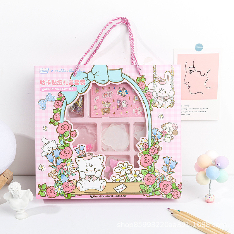Mikko Cuckoo Card Sticker Gift Box Set Cuckoo Card Glitter Cuckoo Card Chain แหนบครบชุดวัสดุตกแต่งคู