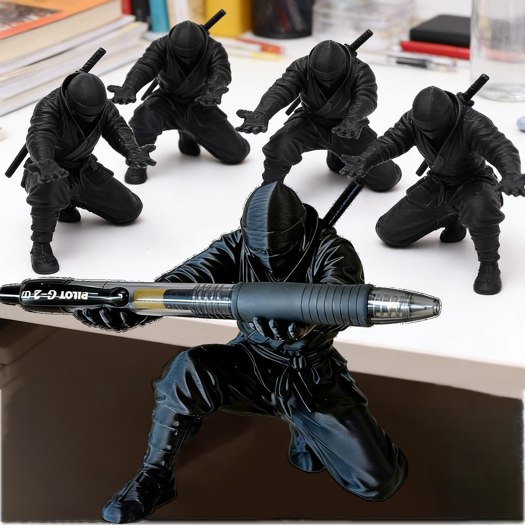ส่วนบุคคล Anti Drop พลาสติก Desktop Storage ชั้นวางปากกาสําหรับเครื่องเขียนแปรงแต่งหน้า- Ninja Samurai รูป Home Office Decor ที่ใส่ปากกา