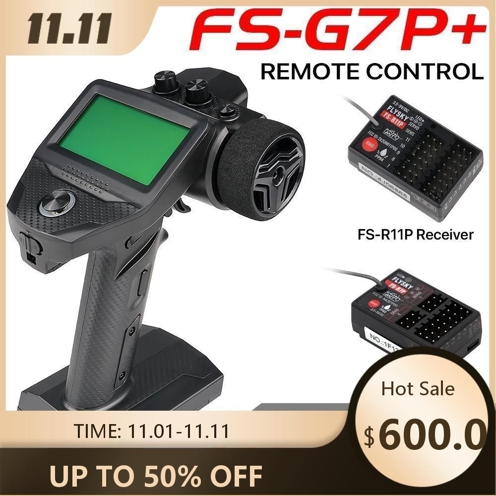 【Ready Stock】Flysky FS-G7P+ 10CH 2.4GHz RC Transmitter with R11P Receiver, High-Density Foam Wheel G