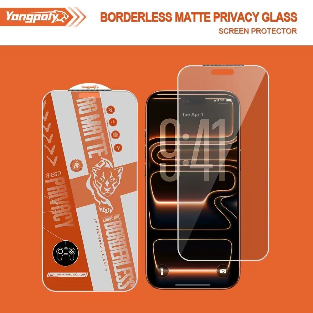 ฟิล์มกระจกเต็มจอไร้ขอบด้าน+กันมองESD กันไฟฟ้าสถิตย์  สำหรับ IPHONE 16PROMAX 17AIR 16PLUS 17PROAMX11 XR 12PRO 1315PROMAX