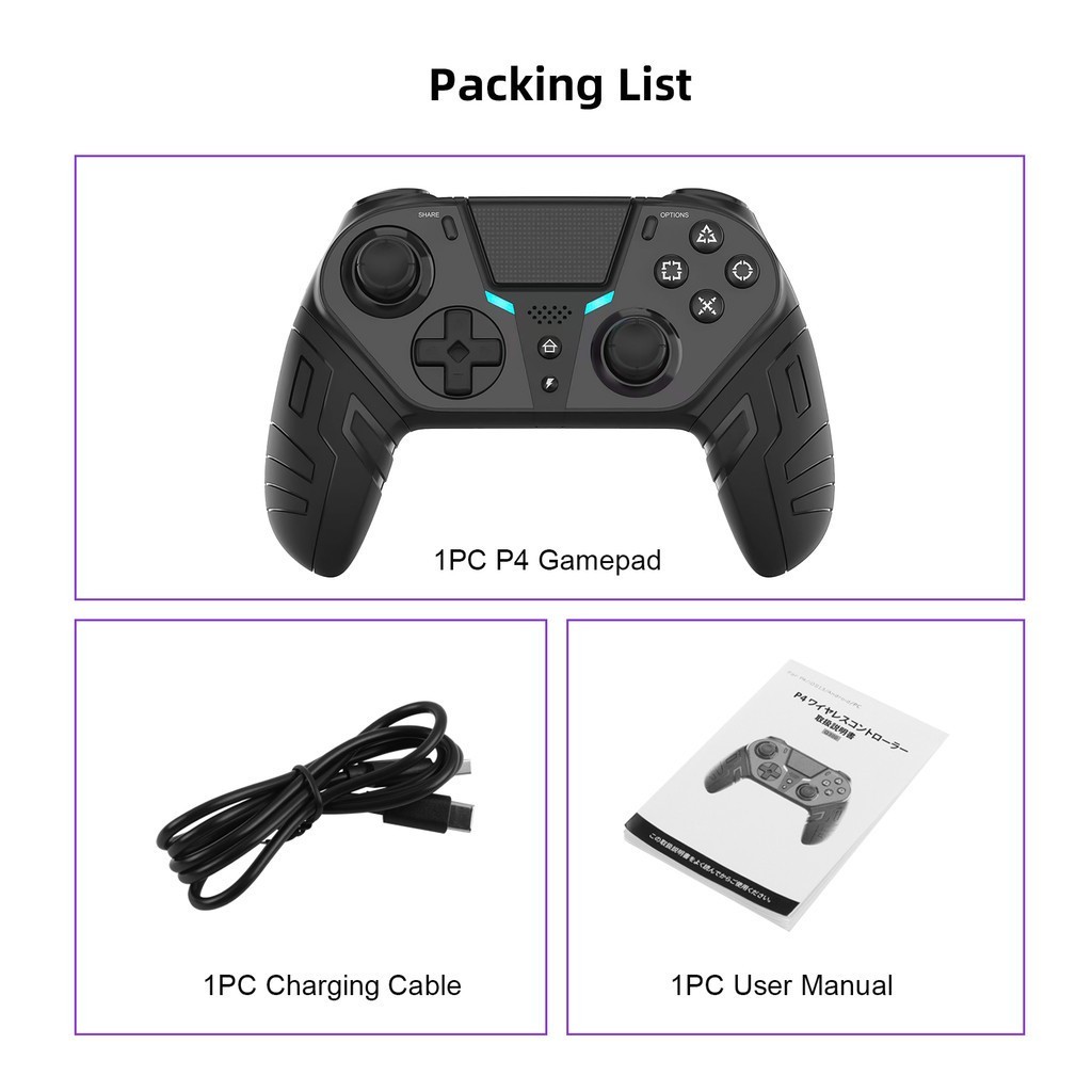 Q300 P4 คอนโทรลเลอร์ไร้สาย Dual การสั่นสะเทือนบลูทูธ Gamepad โปรแกรม Turbo ฟังก์ชั่นสําหรับ P4/ Android/IOS/PC ราคา ถูกที่สุด ดีลบีเคเค แกลเลอรีภาพที่ 9