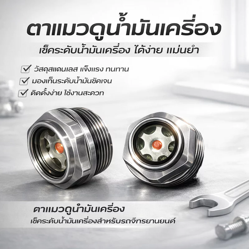 ตาแมวดูน้ำมันเครื่อง กระจกมองระดับน้ำมัน สำหรับ PCX150-160 CLICK125-160 ADV LEAD125 GIORNO125+ เช็คระดับน้ำมันเครื่อง