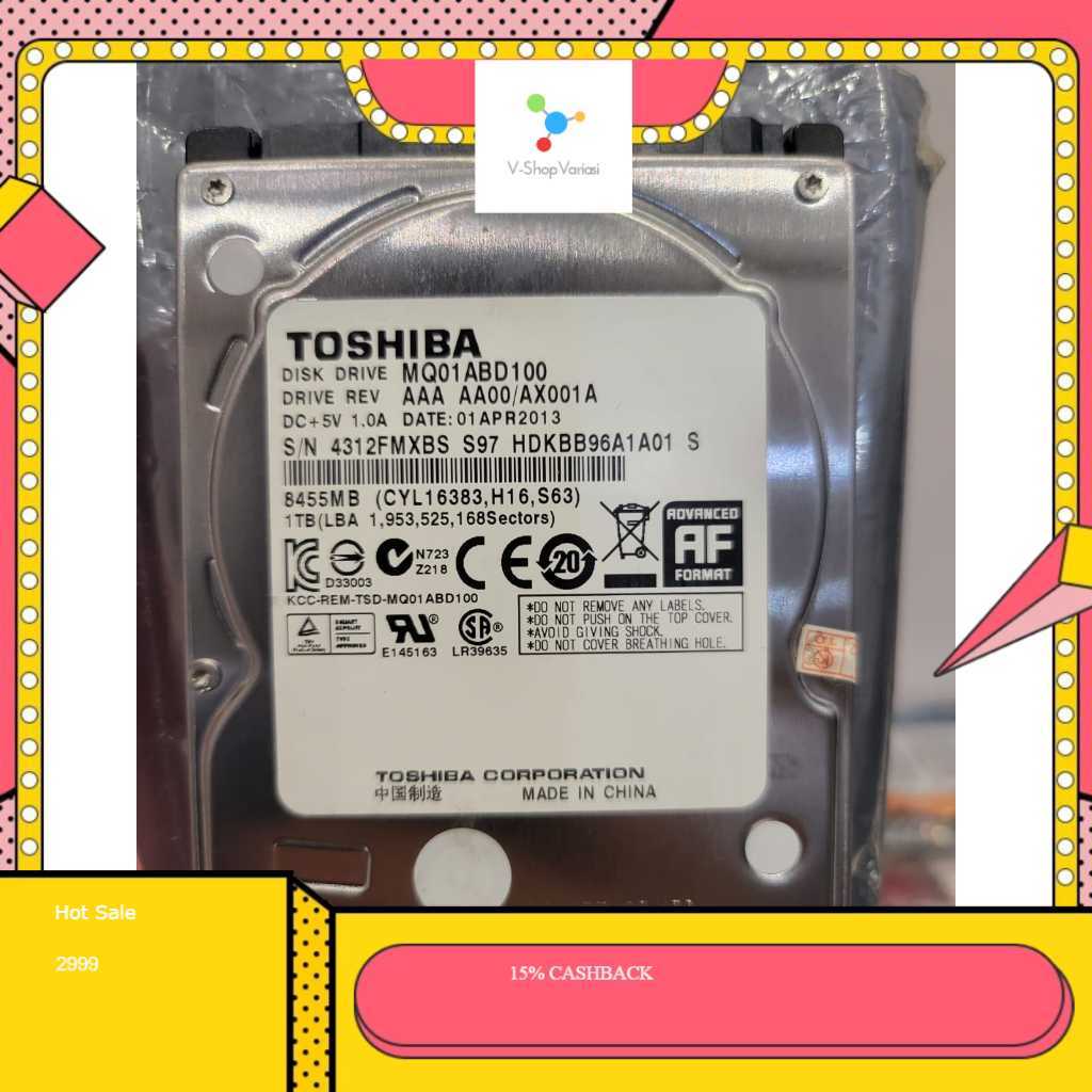 Toshiba 1TB MQ01ABD100 2.5" Laptop HDD – Damaged / Unreaded (สําหรับ Part / Kanibal