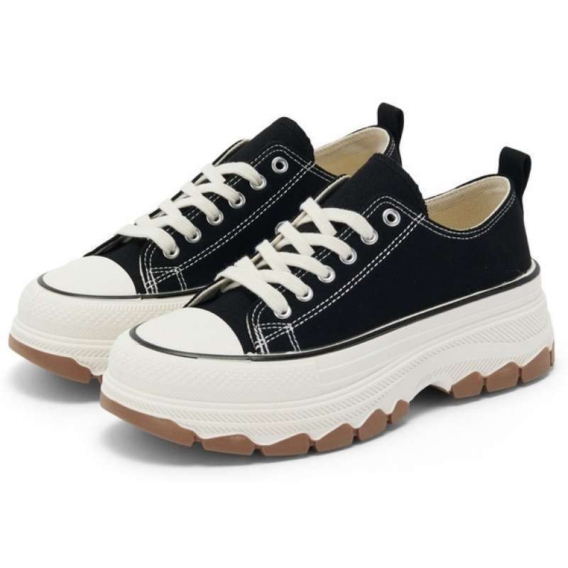 GRL ฤดูใบไม้ผลิฤดูร้อนสไตล์ใหม่ 2025 รองเท้าเดี่ยวหนา Soled Anti-Slip Contrast สีผ้าใบรองเท้า Slimme