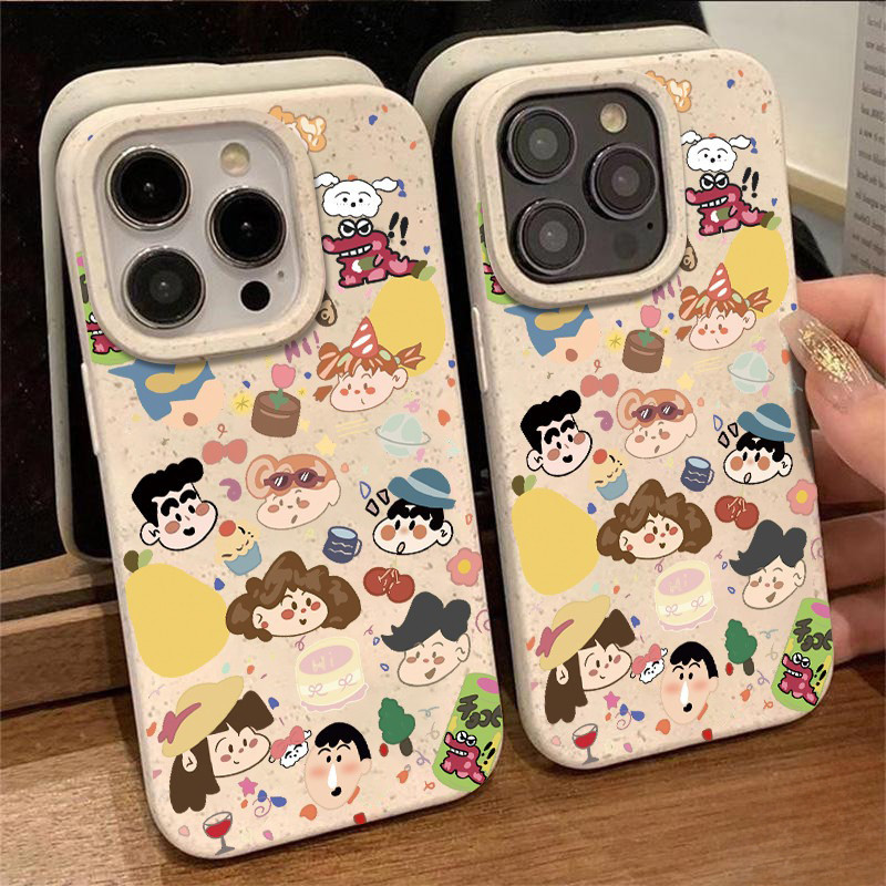 กรณีiPhone17 16 15 Pro Max 11 12 13 14 6 6P 7Plus 8Plus X XR XS Max Tuya Xiaoxinข้าวสาลีฟางShell-LM