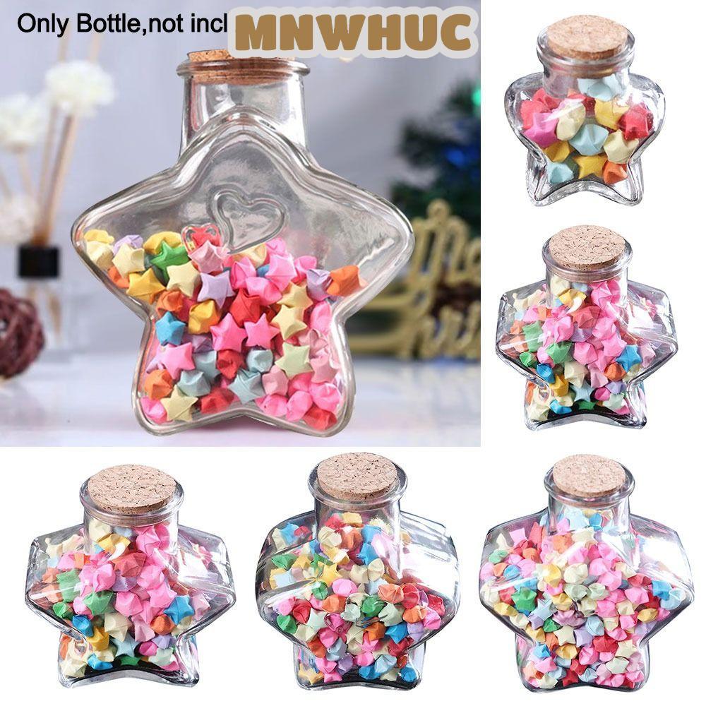 MNWHUC Wishing Bottle, Stars Shape Craft Origami Stars Glass Bottle, Mini Pentagram Storage Bottle H