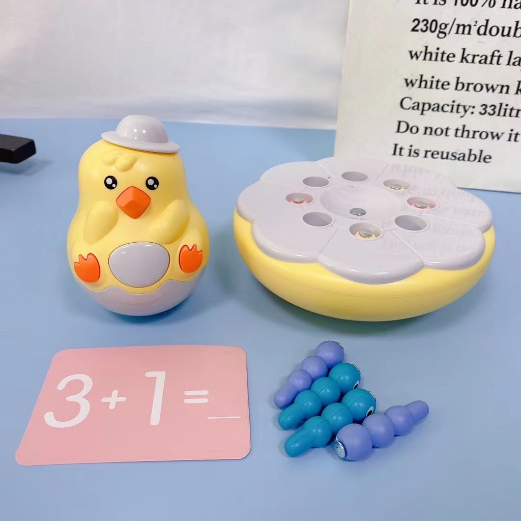 Baby Educational Toys12Years Old3Baby boys and girls' wooden bird catching insects magnetic fishing 