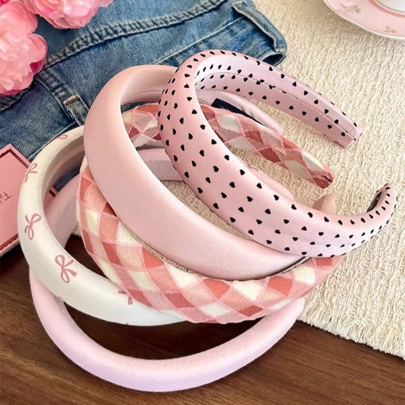GUSIRI ที่คาดผมสีชมพูกว้างปีก สไตล์แฟชั่นใหม่ เครื่องประดับสำหรับคนชอบความเก๋ไก่งี้