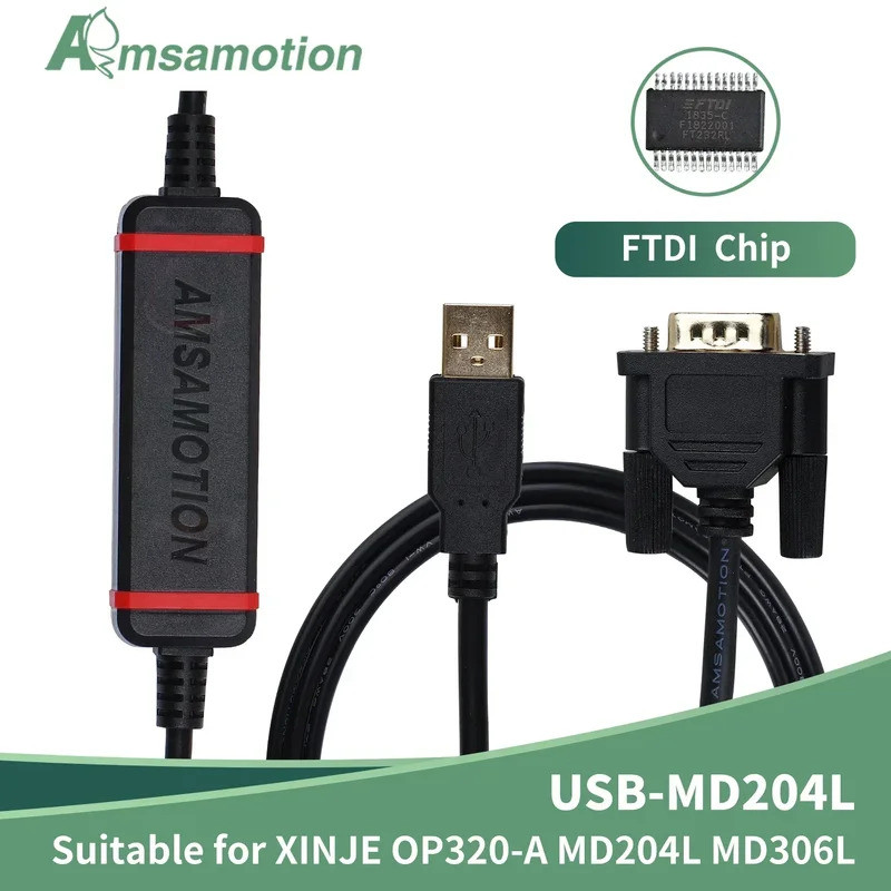 Amsalmotion USB-MD204L เหมาะสําหรับ XINJE OP320-A MD204L MD306L หน้าจอสัมผัสการเขียนโปรแกรมสายดาวน์โ