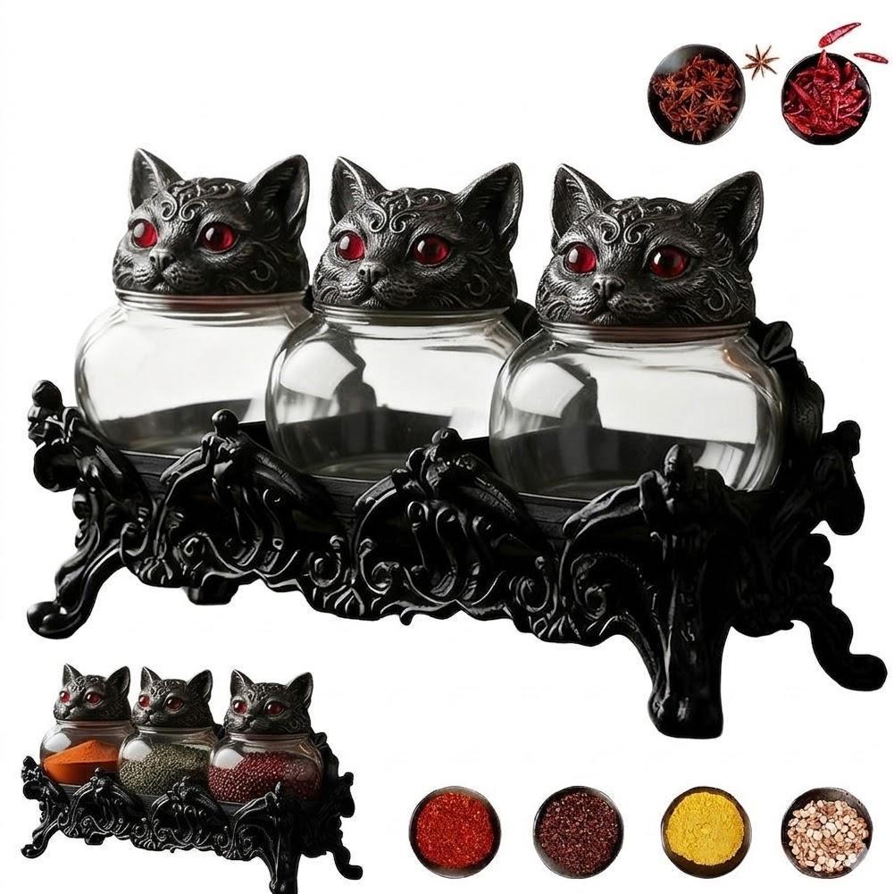 Handcrafted Cat Apothecary Jars เครื่องเทศคอนเทนเนอร์เซรามิค Jar Cat รูปหัวห้องครัว K9q6
