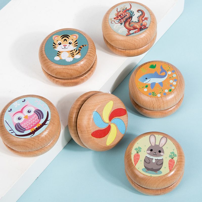 สไตล์ที่แข็งแกร่งแบบดั้งเดิมไม้เด็ก Yo-Yo Ball Swirl yoyo ของเล่นเด็กผู้หญิงไม้ Yo-Yo เด็กนักเรียนขอ