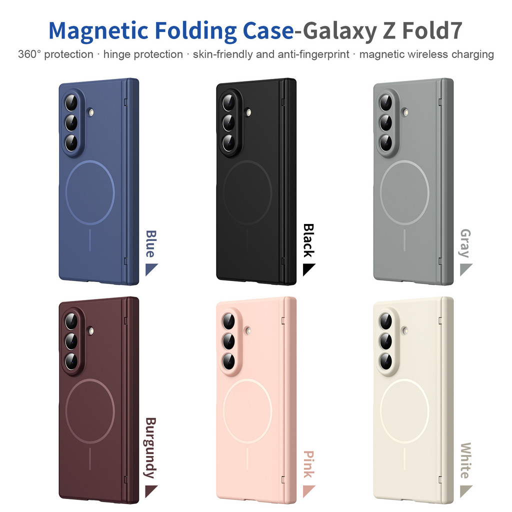 สำหรับ Samsung ZFold7 6 5 4 3 การดูดแม่เหล็กที่แข็งแกร่งหน้าจอพับกรณีโทรศัพท์ความรู้สึกผิววงแหวนดูดแม่เหล็กทั้งหมดรวมด้วยกรณีป้องกันเพลากลาง