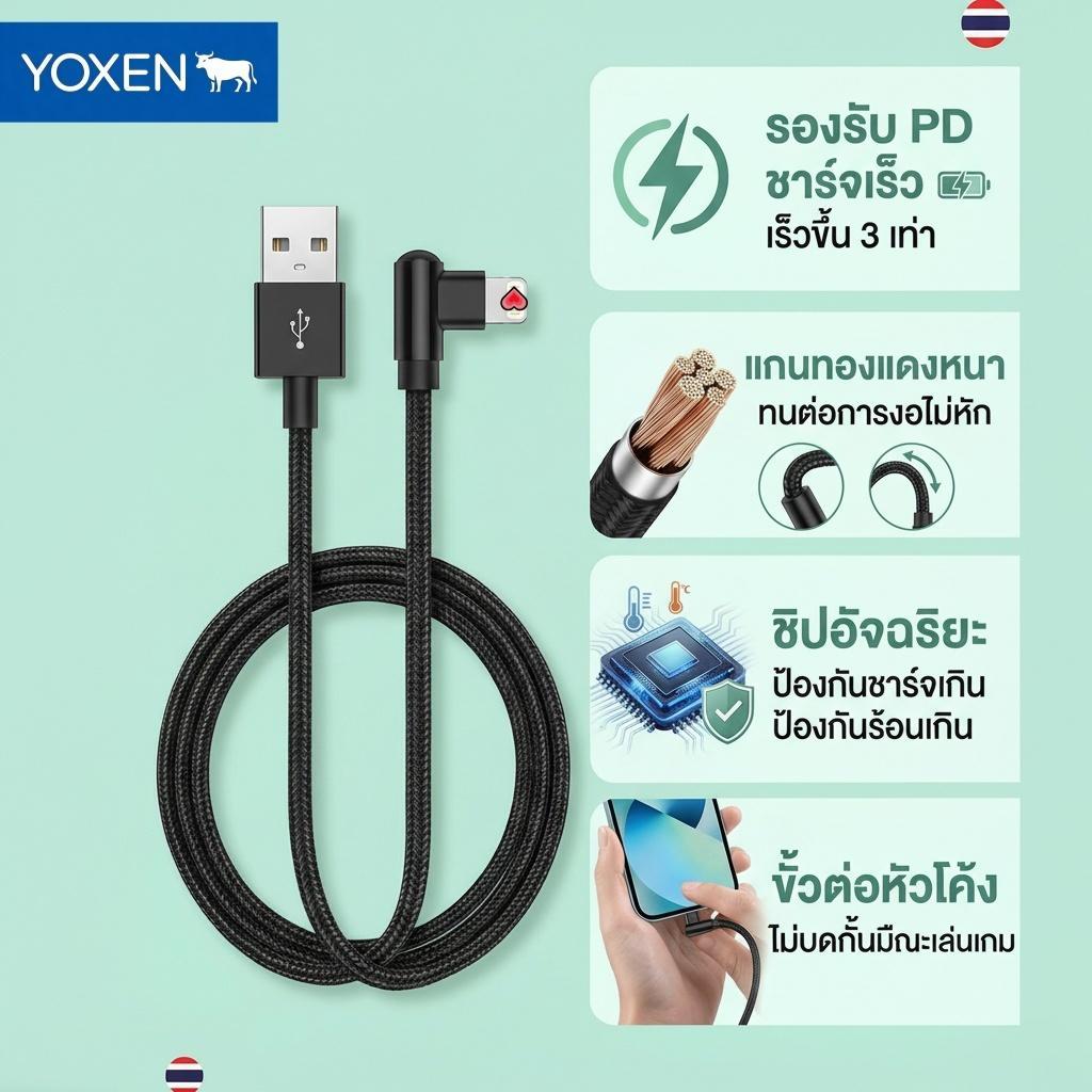 สายUSB C 240W หัวข้อศอก ชาร์จเร็วสุด ถักเปียทนทาน ใช้ได้ทั้งในรถและบ้าน รองรับสมาร์ทโฟนแทบทุกรุ่น (PD+QC ชาร์จไว)