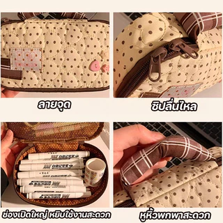 Dot ผ้ากล่องดินสอ กระเป๋าเก็บอุปกรณ์เครื่องเขียน Polka Dot Star Moon Pattern เหมาะเก็บอุปกรณ์สำนักงานจุสิ่งของได้มาก