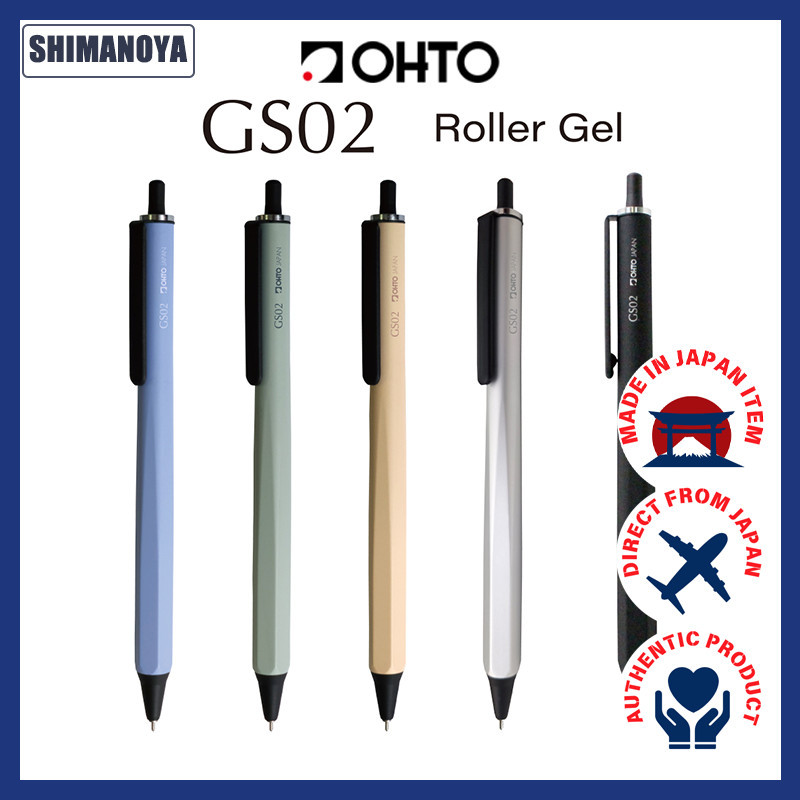 OHTO GS02 Gel Pen Retractable Needle Tip All Metal Aluminum Brass Quick Dry Black Ink Made in Japan