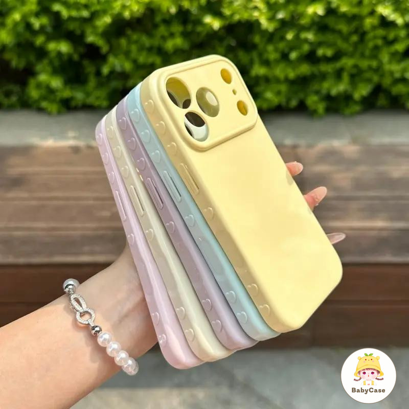 สีทึบฤดูใบไม้ผลิหญิงสาวหัวใจเรียบง่ายเหมาะสำหรับ IPhone 16 7 8 15 Plus XR X XS Max Air 17 12 15 11 13 16 14 Pro