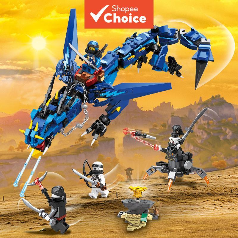 Blue Robot Dragon Building Block ของเล่นสําหรับเด็กการศึกษา DIY อิฐของขวัญรับปริญญา Hari Raya ของเล่นของขวัญวันแม่สําหรับเด็กผู้ชายรายการสุดท้าย Mecha รุ่น